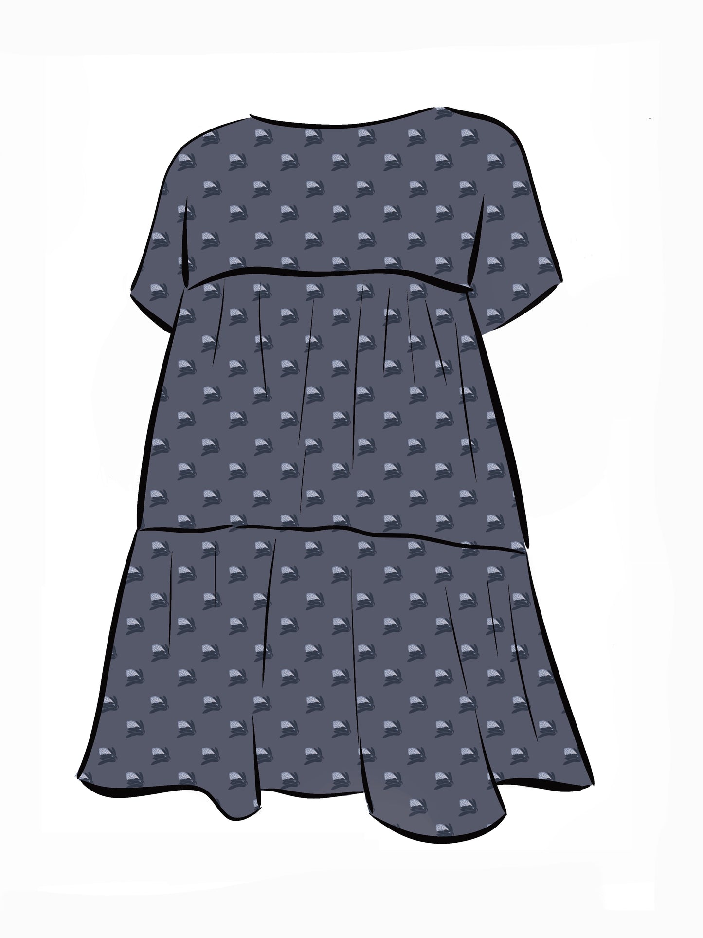 008 DESIGN YOUR OWN Organic Cotton “Protea” Dress Navy Blue