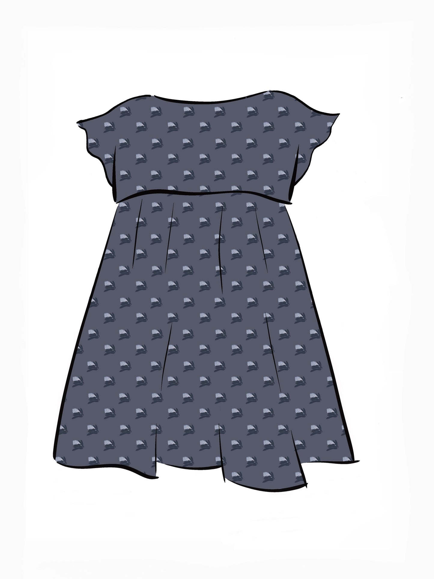 008 DESIGN YOUR OWN Organic Cotton “Protea” Dress Navy Blue