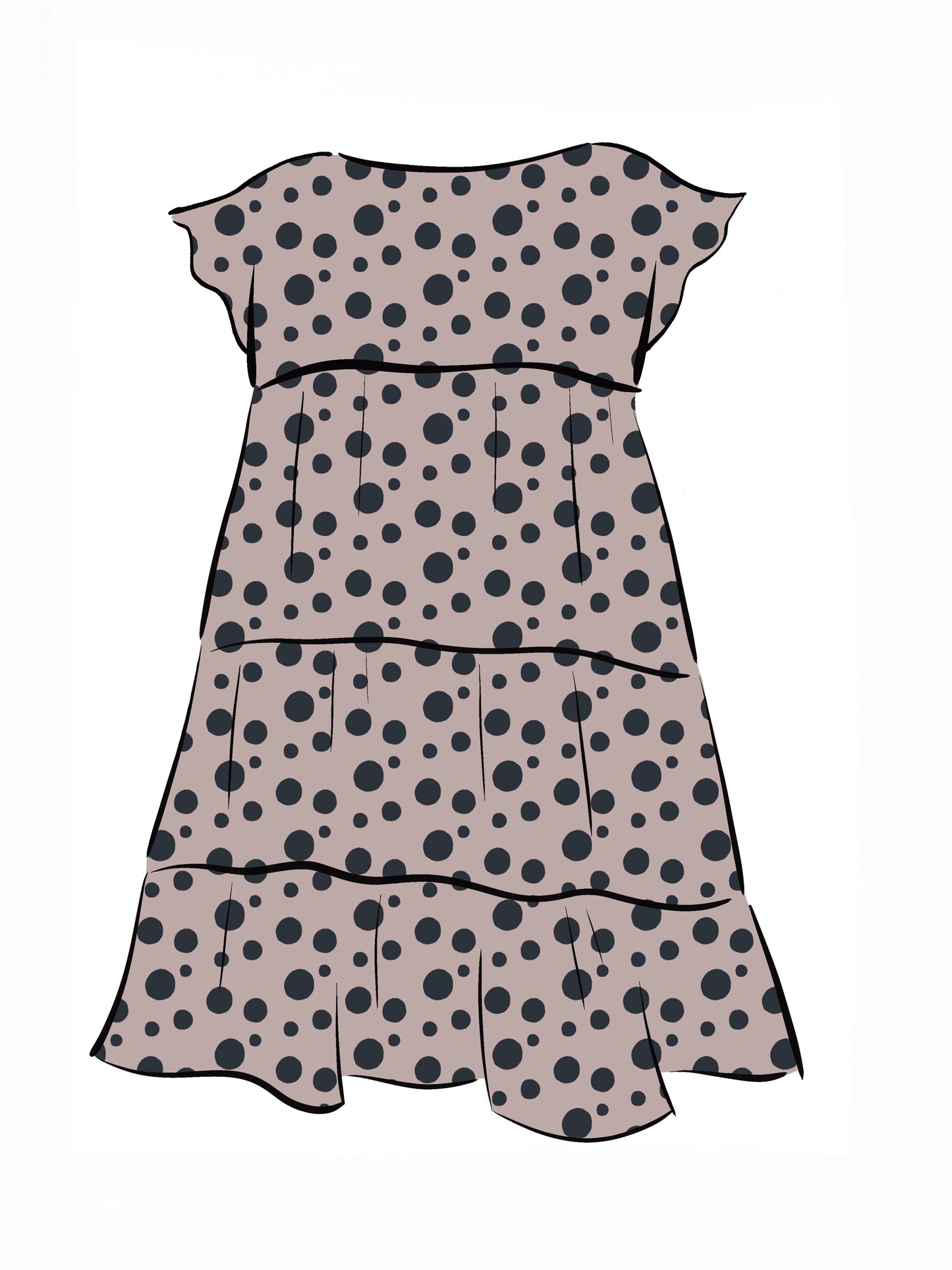 052 DESIGN YOUR OWN Organic Cotton Blush Pink/ Dark Blue Polka Dot Dress