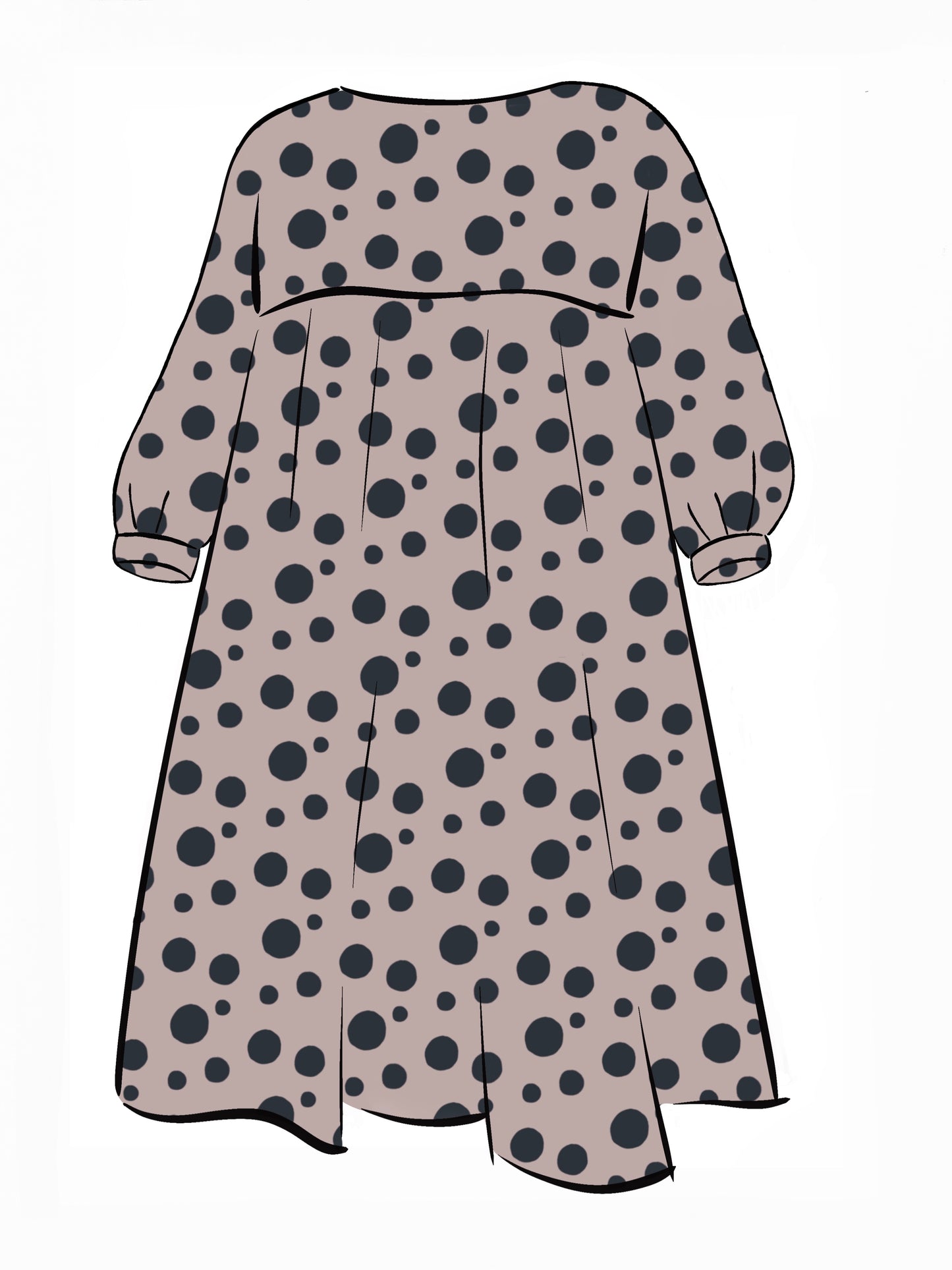 052 DESIGN YOUR OWN Organic Cotton Blush Pink/ Dark Blue Polka Dot Dress