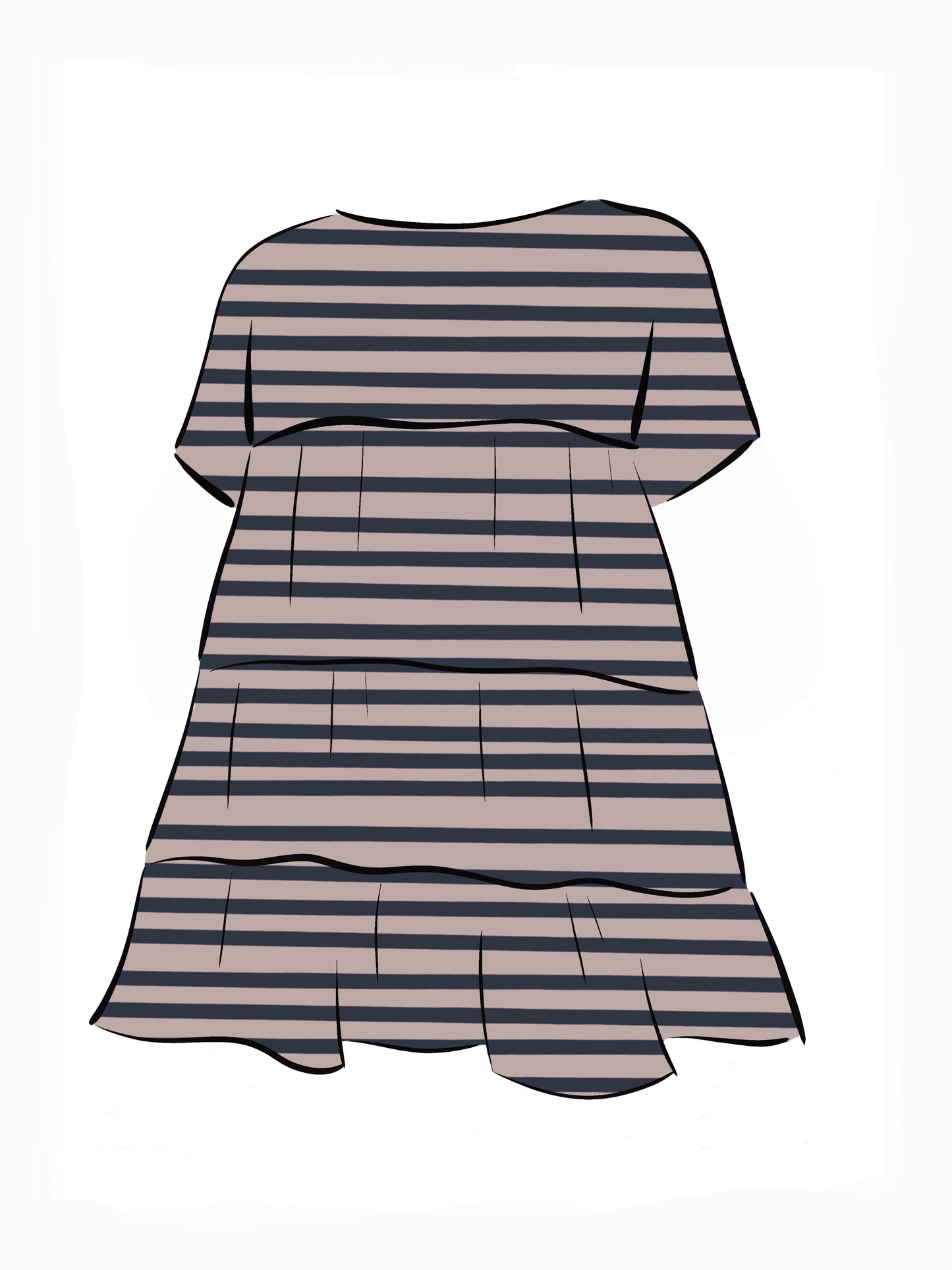 051 DESIGN YOUR OWN Organic Cotton Blush Pink/ Dark Blue Striped Dress