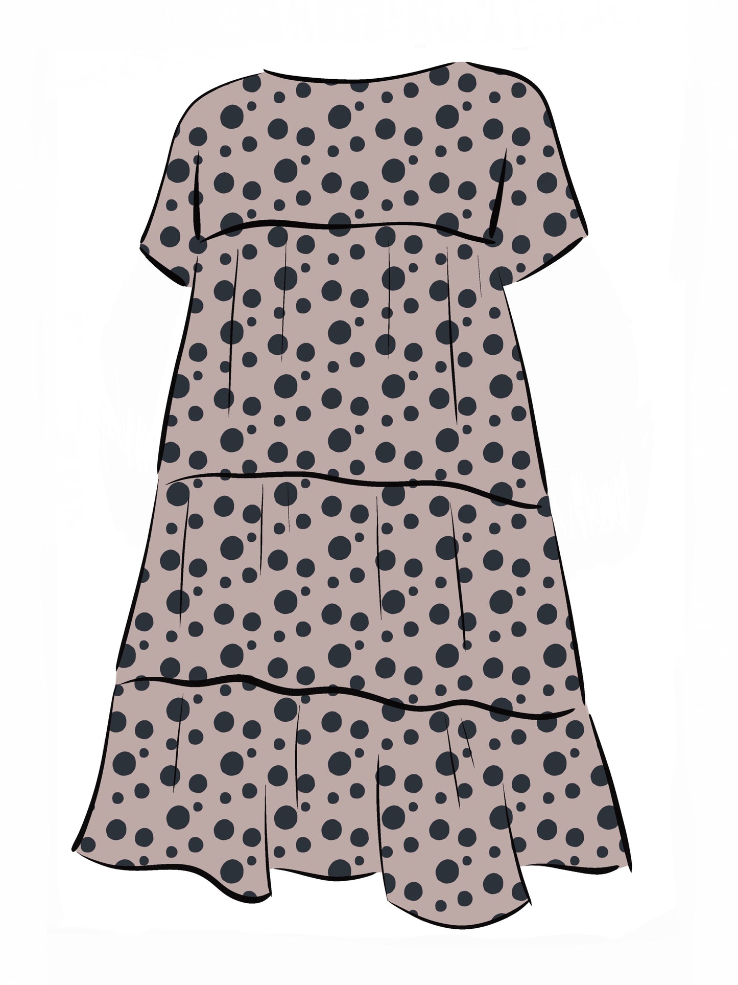 052 DESIGN YOUR OWN Organic Cotton Blush Pink/ Dark Blue Polka Dot Dress