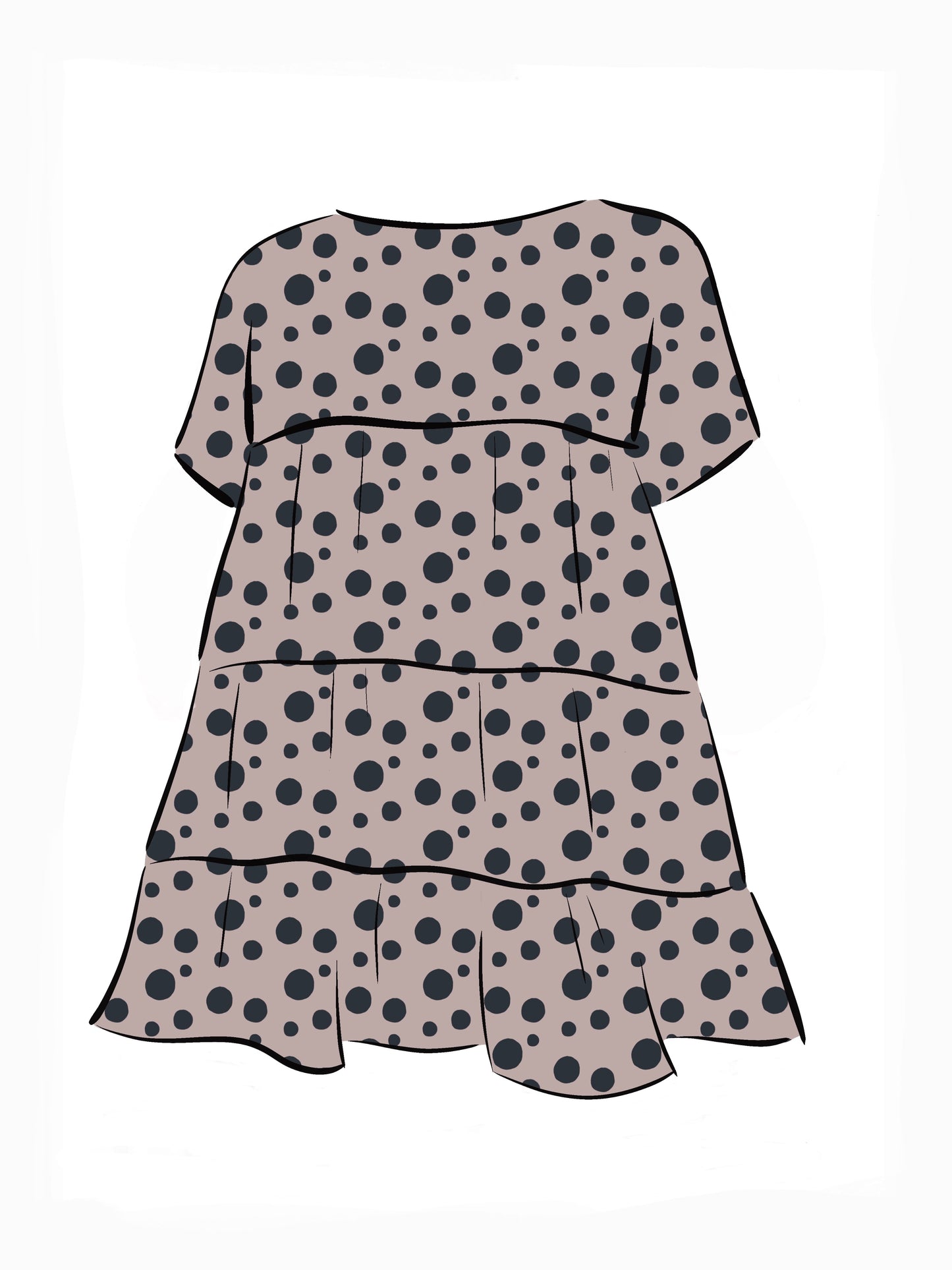 052 DESIGN YOUR OWN Organic Cotton Blush Pink/ Dark Blue Polka Dot Dress