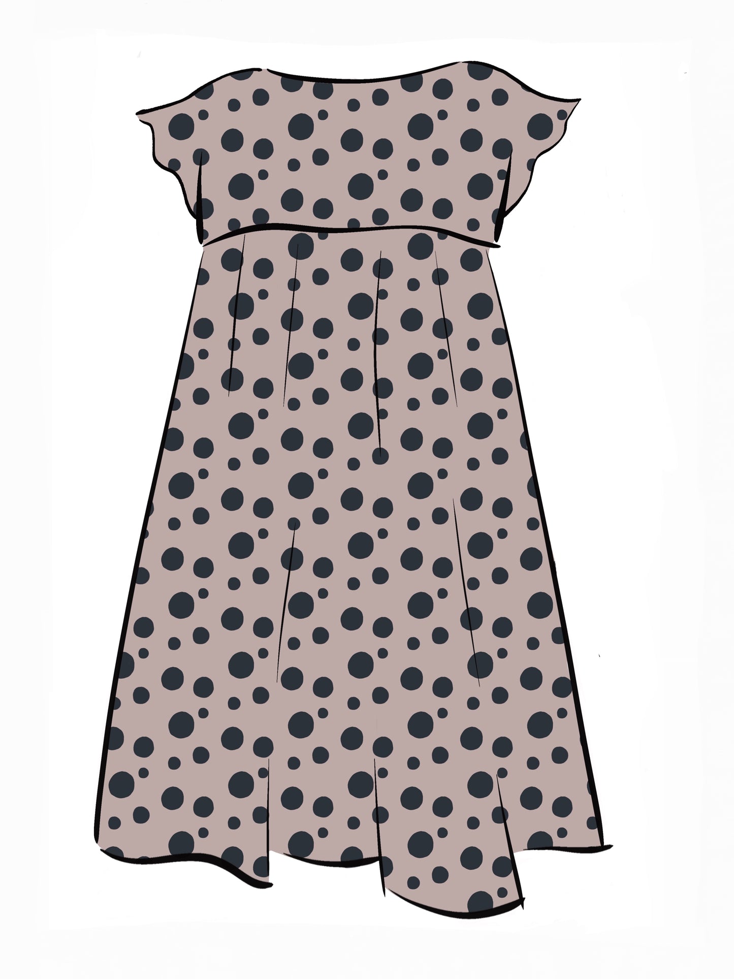 052 DESIGN YOUR OWN Organic Cotton Blush Pink/ Dark Blue Polka Dot Dress