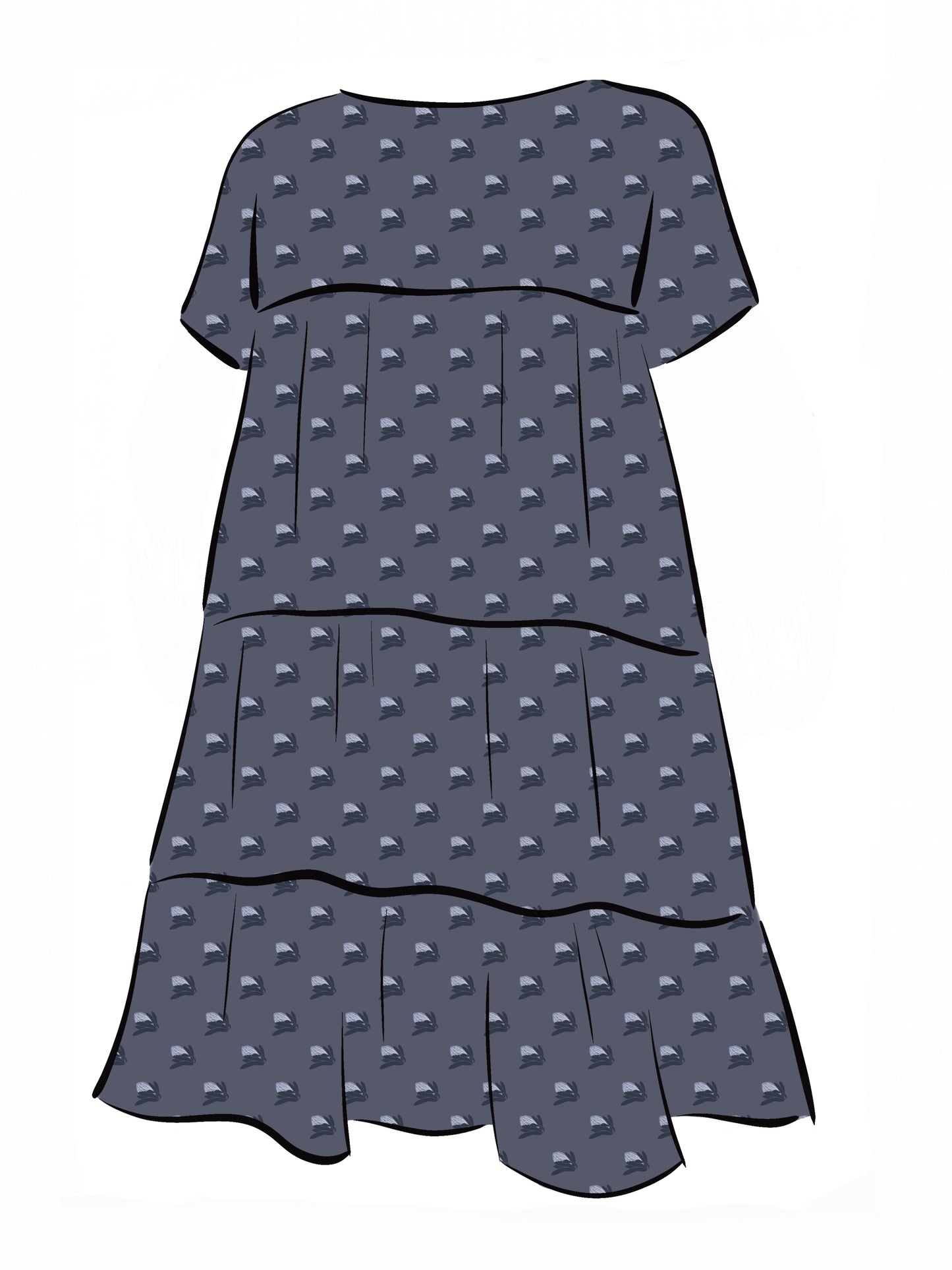 008 DESIGN YOUR OWN Organic Cotton “Protea” Dress Navy Blue
