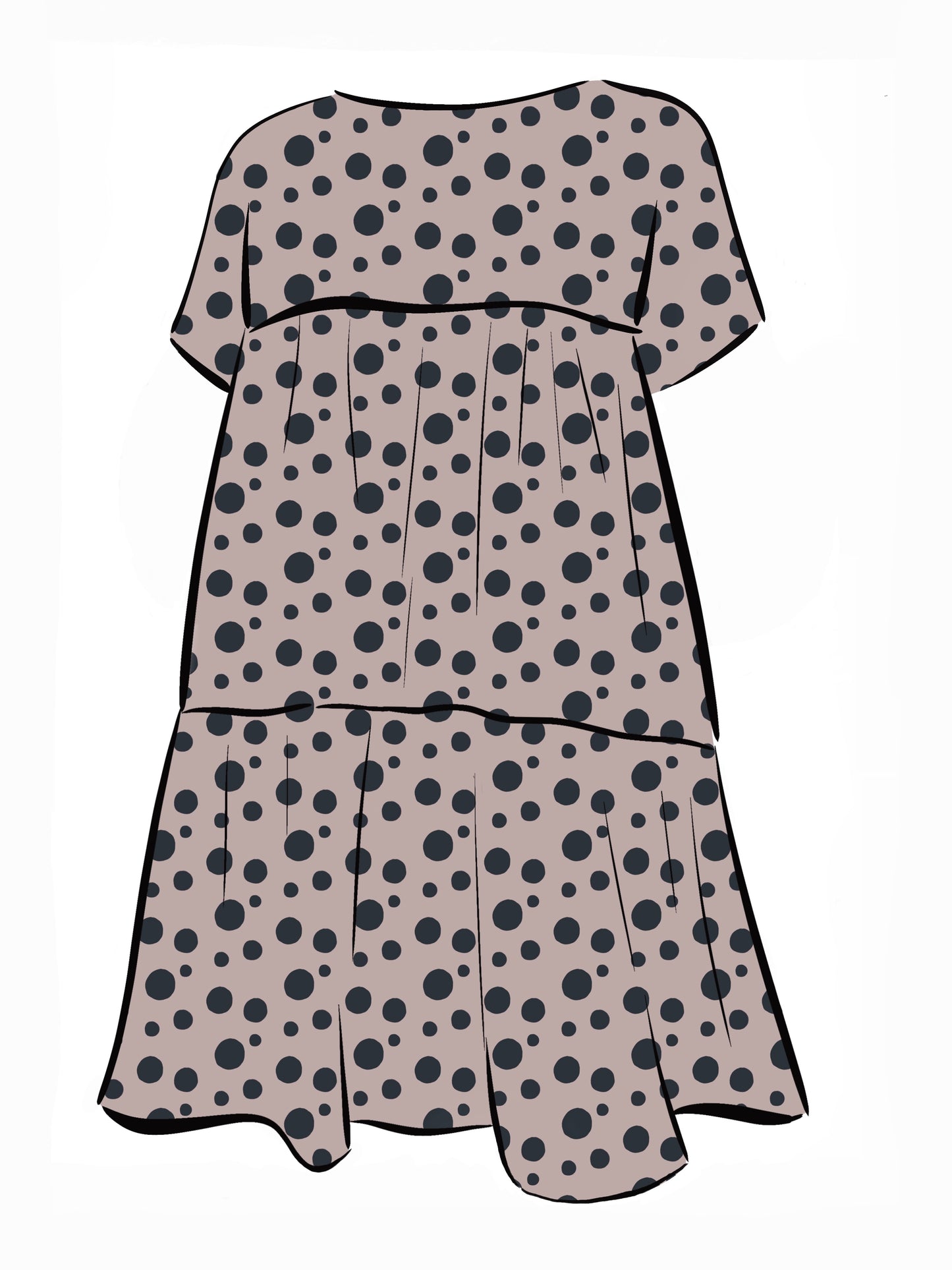 052 DESIGN YOUR OWN Organic Cotton Blush Pink/ Dark Blue Polka Dot Dress