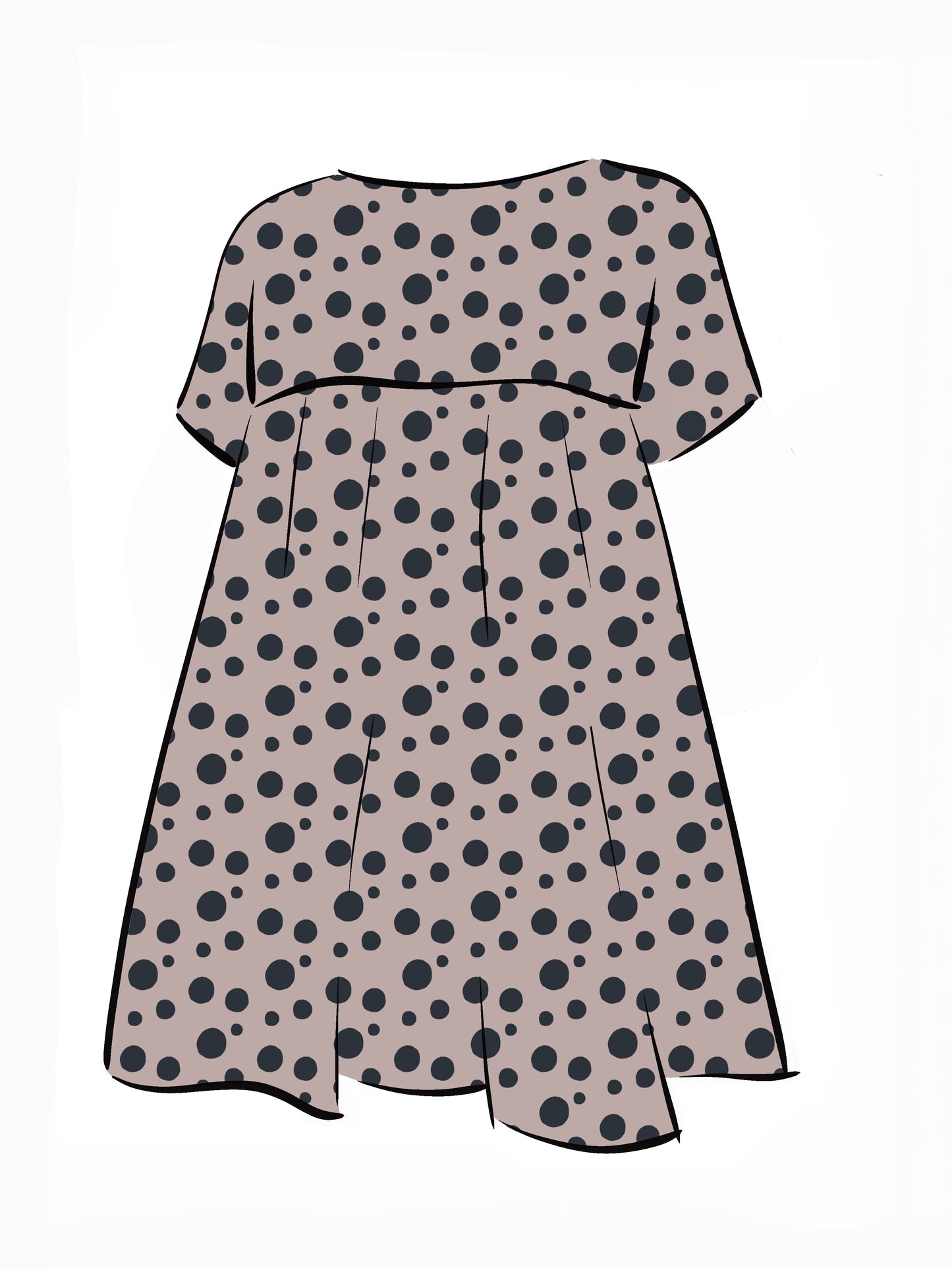 052 DESIGN YOUR OWN Organic Cotton Blush Pink/ Dark Blue Polka Dot Dress