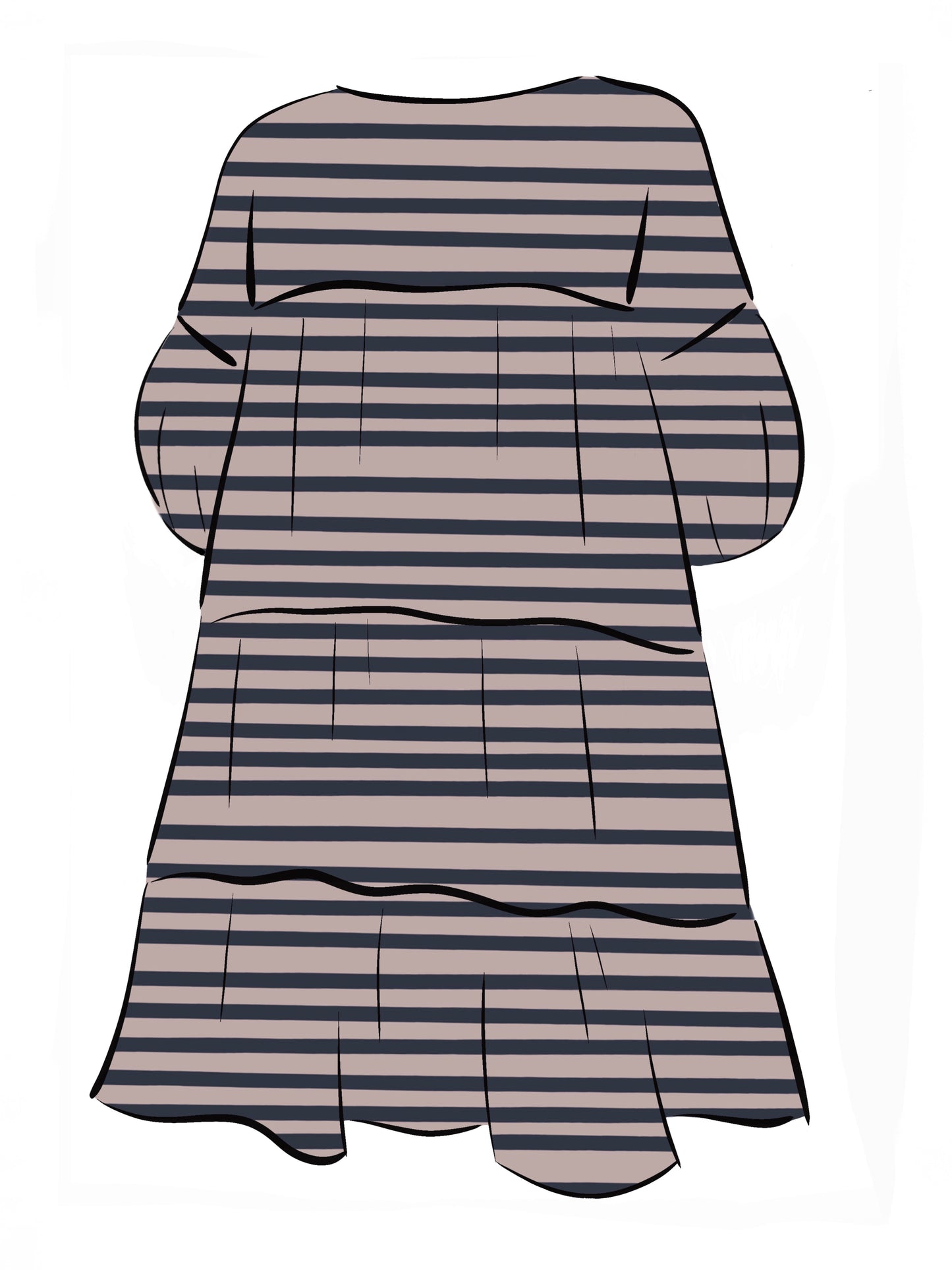 051 DESIGN YOUR OWN Organic Cotton Blush Pink/ Dark Blue Striped Dress