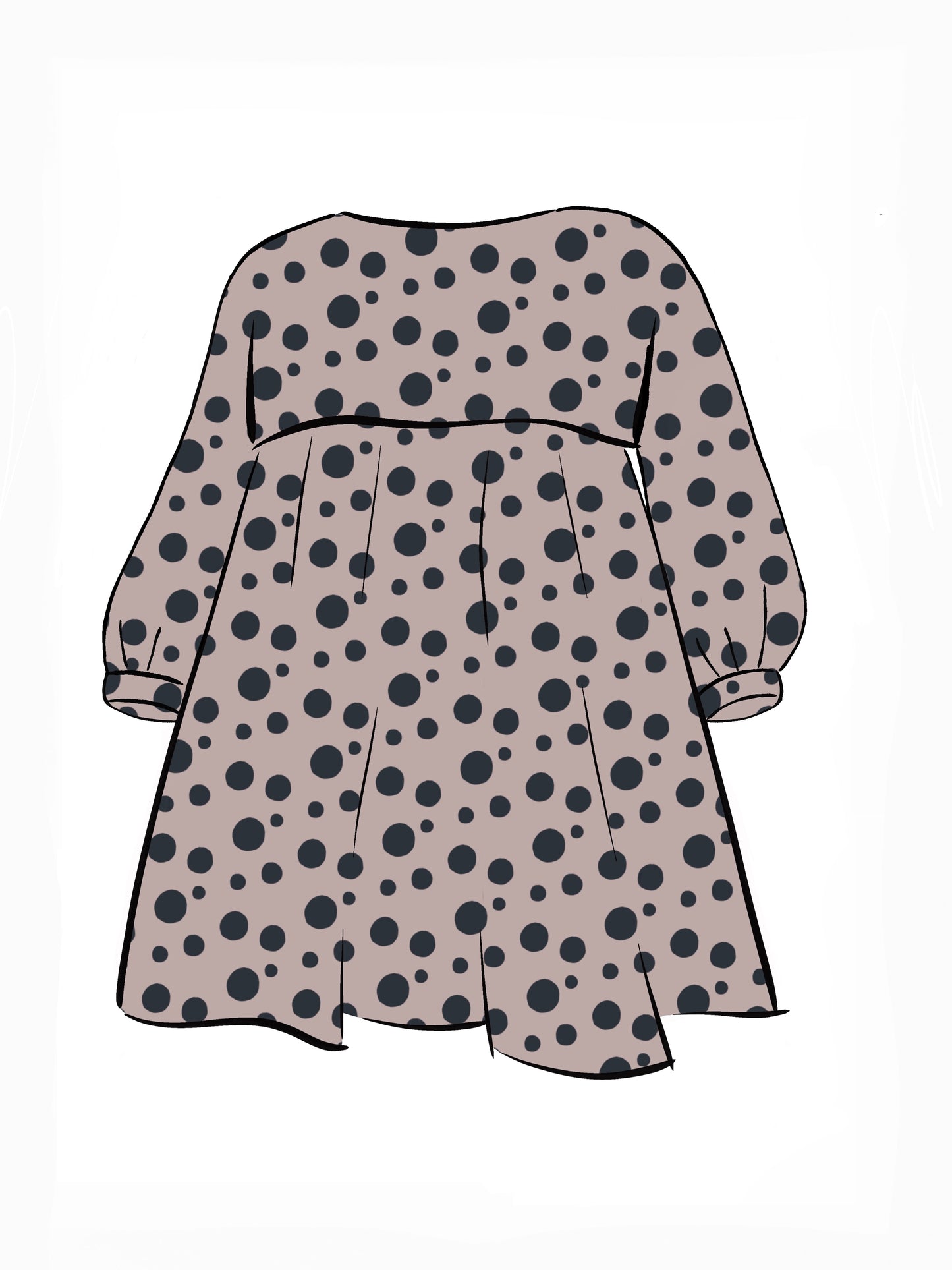 052 DESIGN YOUR OWN Organic Cotton Blush Pink/ Dark Blue Polka Dot Dress