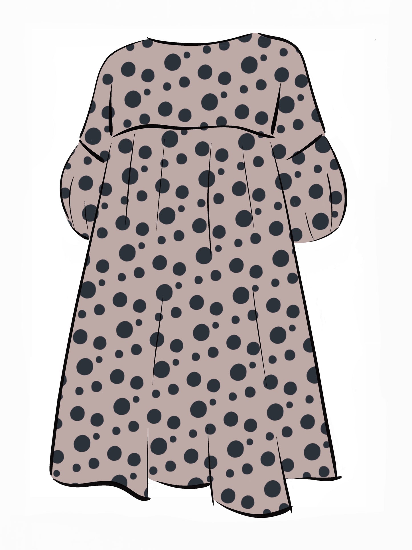 052 DESIGN YOUR OWN Organic Cotton Blush Pink/ Dark Blue Polka Dot Dress