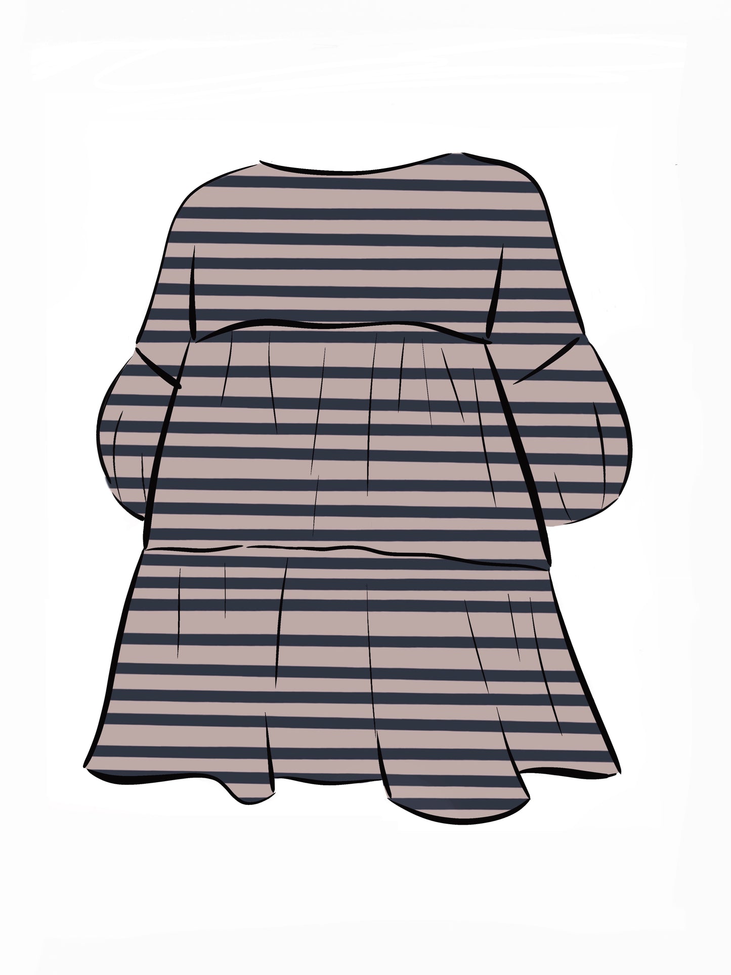 051 DESIGN YOUR OWN Organic Cotton Blush Pink/ Dark Blue Striped Dress