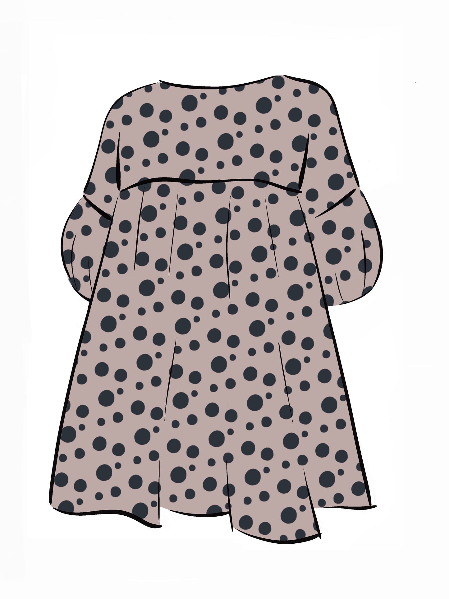 052 DESIGN YOUR OWN Organic Cotton Blush Pink/ Dark Blue Polka Dot Dress