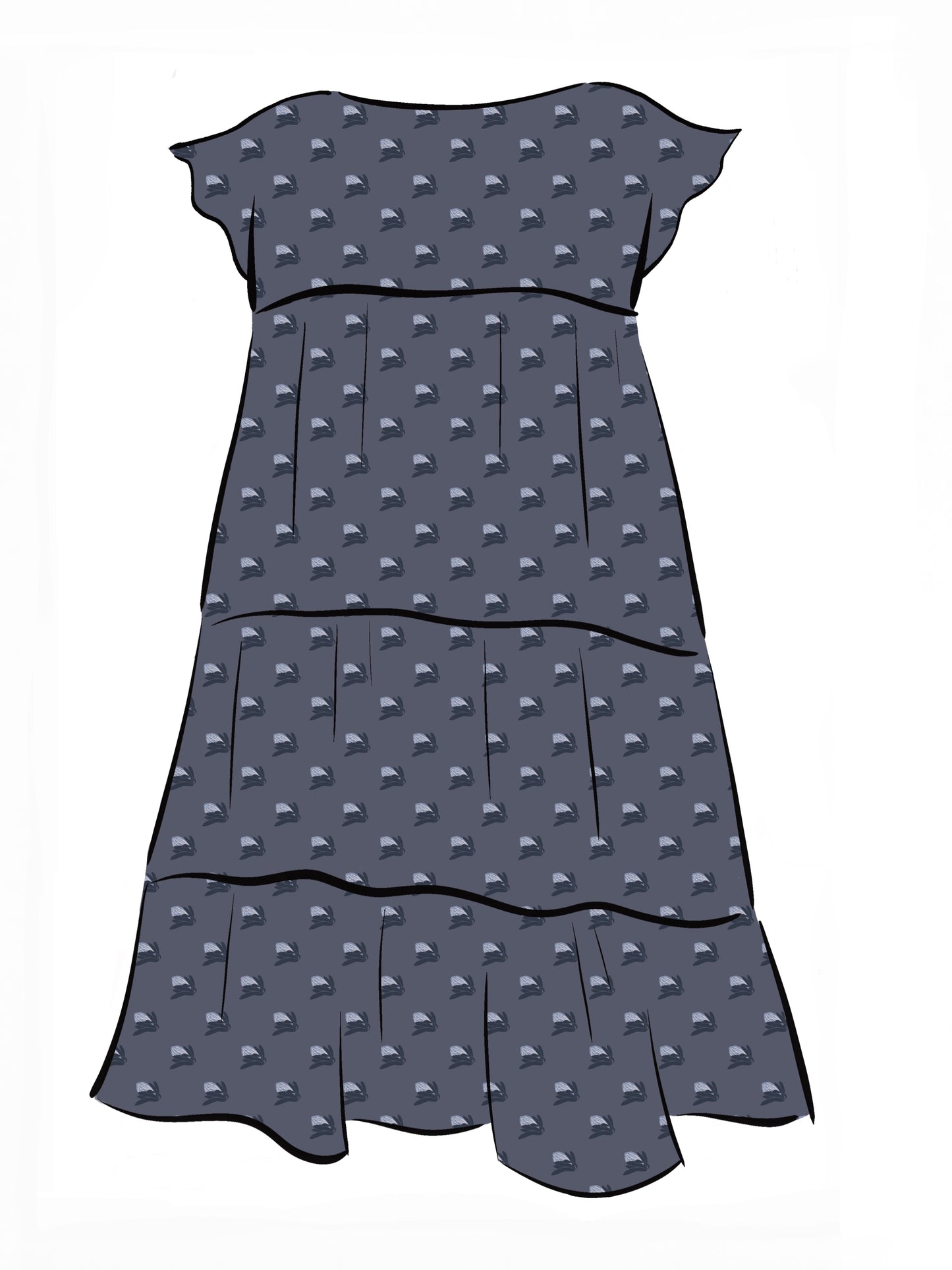 008 DESIGN YOUR OWN Organic Cotton “Protea” Dress Navy Blue