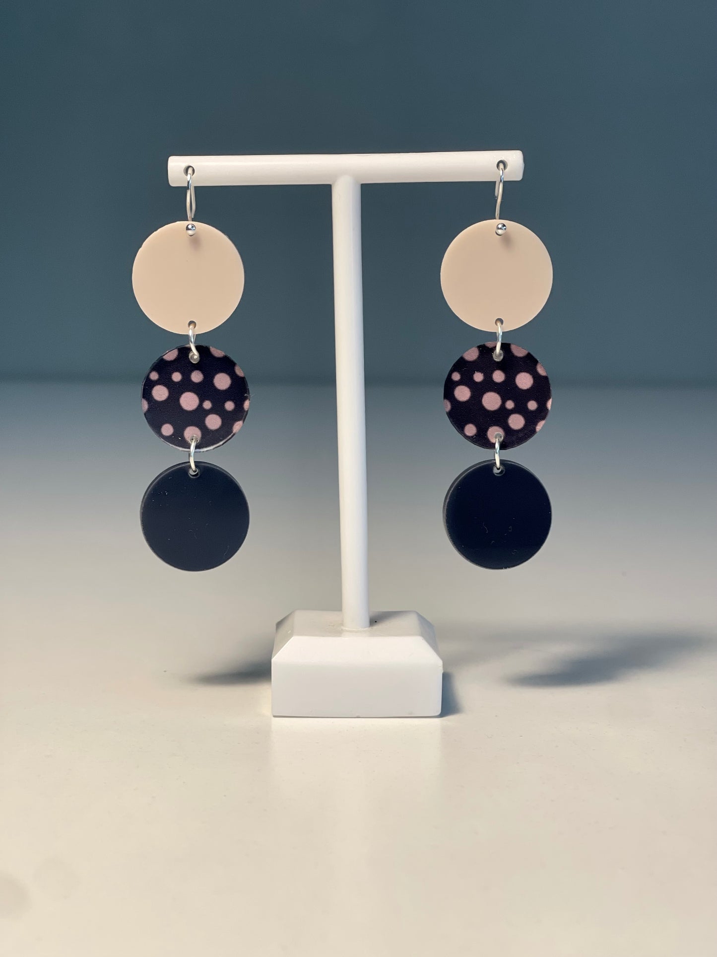 047 Dark Pink Spots and Stripes Earrings