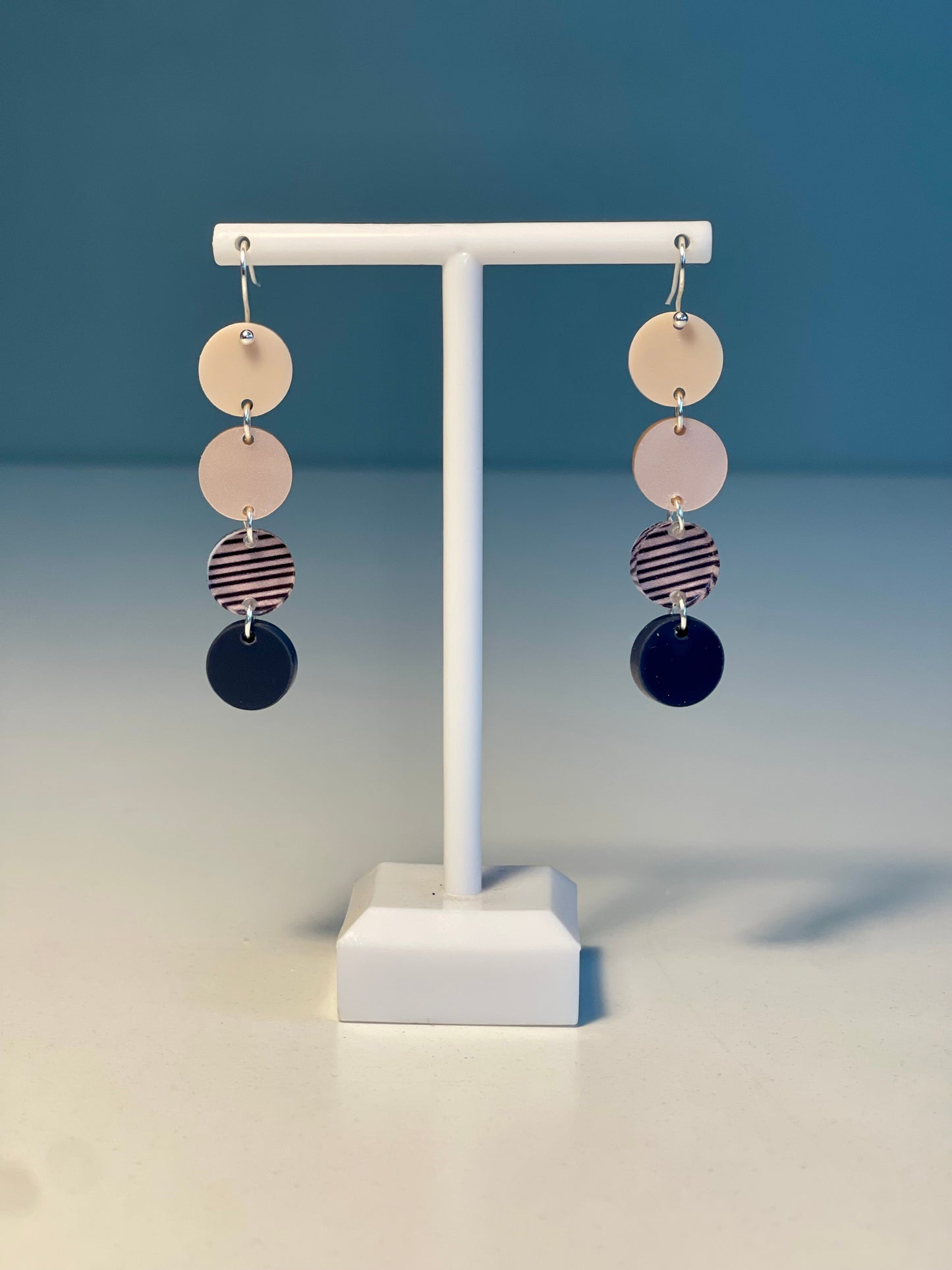 047 Dark Pink Spots and Stripes Earrings