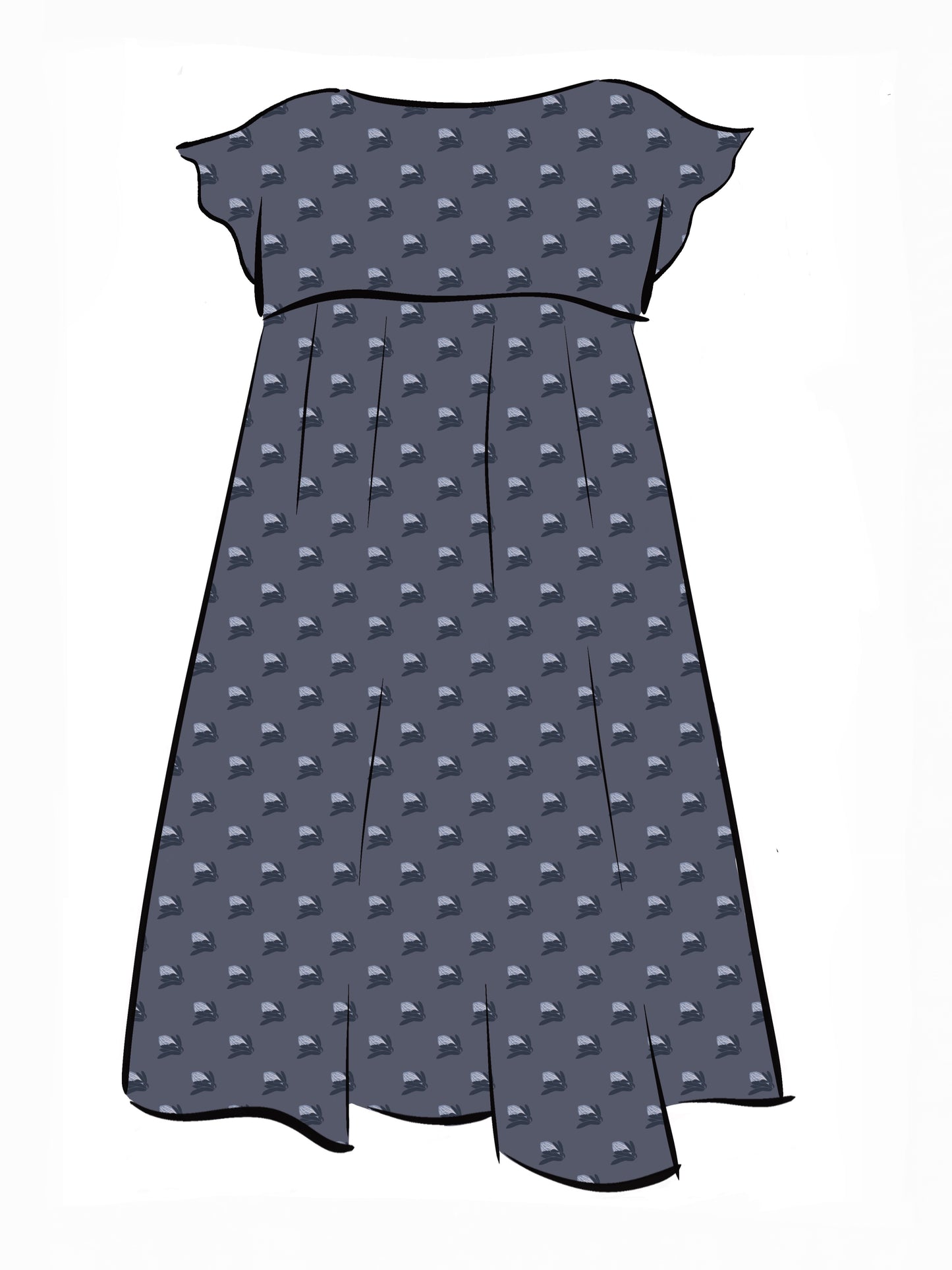 008 DESIGN YOUR OWN Organic Cotton “Protea” Dress Navy Blue