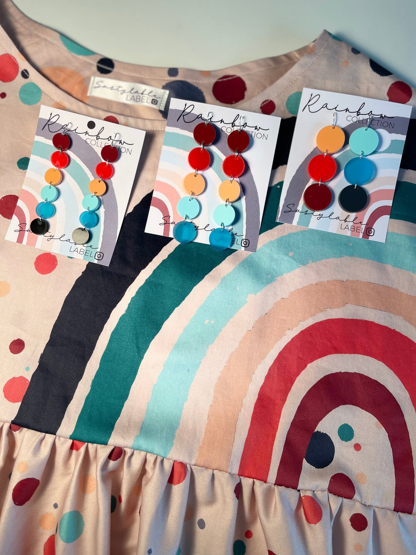 011 Rainbow and Polka Dot Earrings