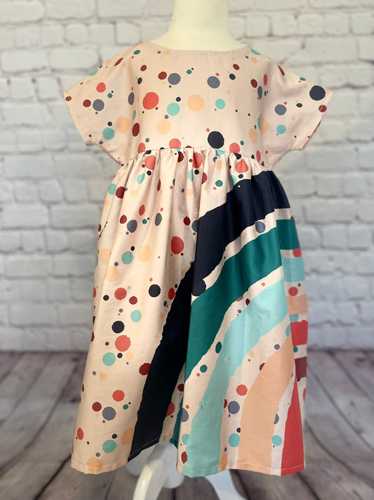 017 Organic Cotton Rainbow & Polka Dot Mini Me Dress