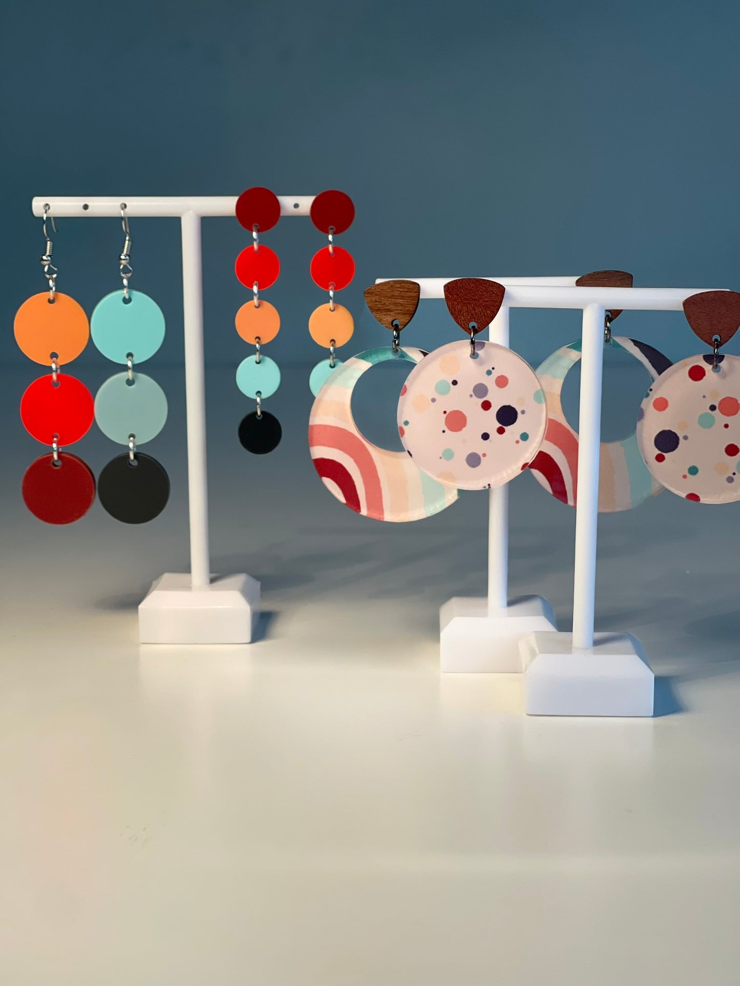 011 Rainbow and Polka Dot Earrings